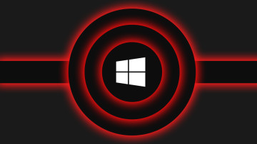 Windows logo on a black background with red circles